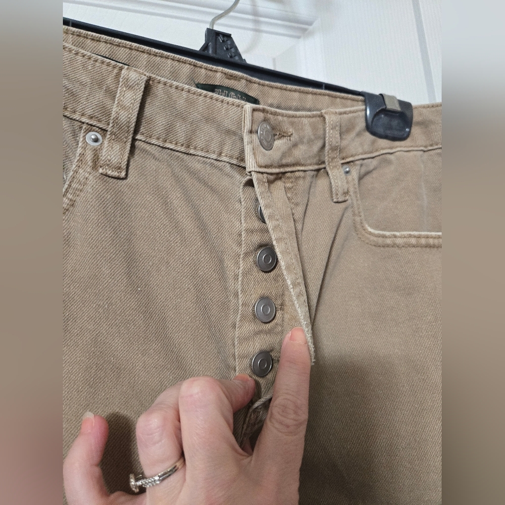 Light Brown Wash Distressed Denim Jeans, High Rise, Straight, Size 8, New W/Tags - Picture 6 of 14